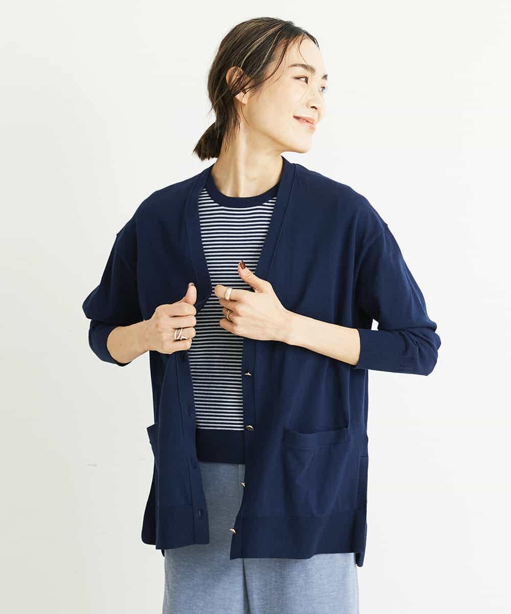 洗える アンサンブル対応 Vネックロングカーディガン 小さいサイズ カーディガン Michel Klein 小さいサイズ メゾン ドゥ サンク イトキンオンラインストア