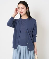 F6SGA18230 MICHEL KLEIN(小さいサイズ)(メゾン ドゥ サンク) [小さいサイズ]Vネックニットカーディガン(アンサンブル対応) ネイビー