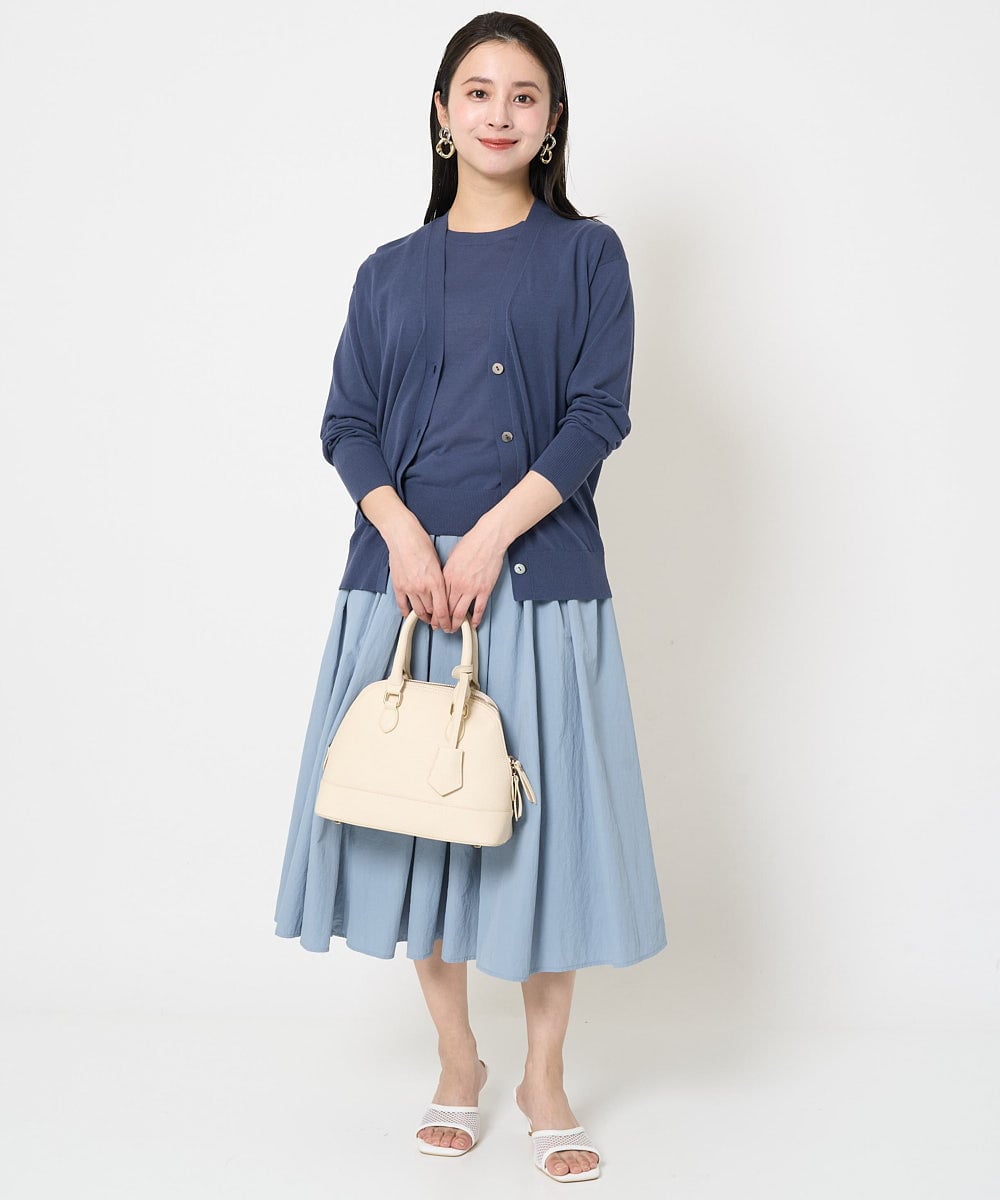 F6SGA18230 MICHEL KLEIN(小さいサイズ)(メゾン ドゥ サンク) [小さいサイズ]Vネックニットカーディガン(アンサンブル対応) ネイビー