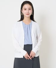 F6SGA18230 MICHEL KLEIN(小さいサイズ)(メゾン ドゥ サンク) [小さいサイズ]Vネックニットカーディガン(アンサンブル対応) ネイビー
