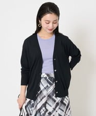 F6SGA18230 MICHEL KLEIN(小さいサイズ)(メゾン ドゥ サンク) [小さいサイズ]Vネックニットカーディガン(アンサンブル対応) ネイビー