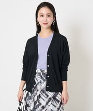 F6SGA18230 MICHEL KLEIN(小さいサイズ)(メゾン ドゥ サンク) [小さいサイズ]Vネックニットカーディガン(アンサンブル対応) ネイビー