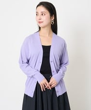 F6SGA18230 MICHEL KLEIN(小さいサイズ)(メゾン ドゥ サンク) [小さいサイズ]Vネックニットカーディガン(アンサンブル対応) ネイビー