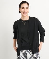 F6SGA18230 MICHEL KLEIN(小さいサイズ)(メゾン ドゥ サンク) [小さいサイズ]Vネックニットカーディガン(アンサンブル対応) ブラック