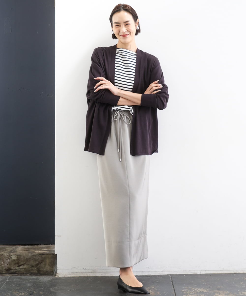 F6SGD10200 MICHEL KLEIN(小さいサイズ)(メゾン ドゥ サンク) [小さいサイズ]ドルマンスリーブ トッパーカーディガン カーキ