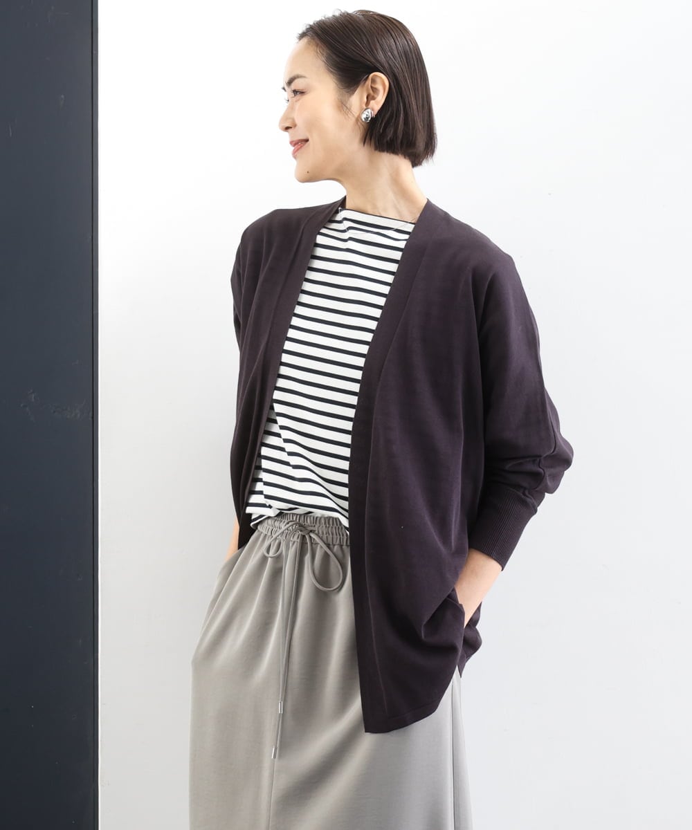 F6SGD10200 MICHEL KLEIN(小さいサイズ)(メゾン ドゥ サンク) [小さいサイズ]ドルマンスリーブ トッパーカーディガン カーキ