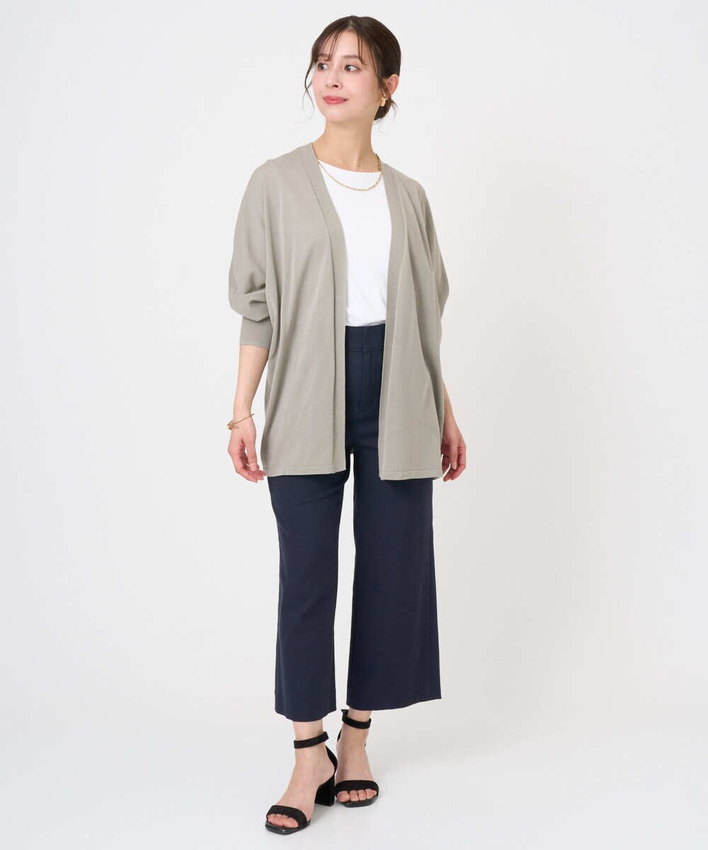 F6SGD10200 MICHEL KLEIN(小さいサイズ)(メゾン ドゥ サンク) [小さいサイズ]ドルマンスリーブ トッパーカーディガン カーキ