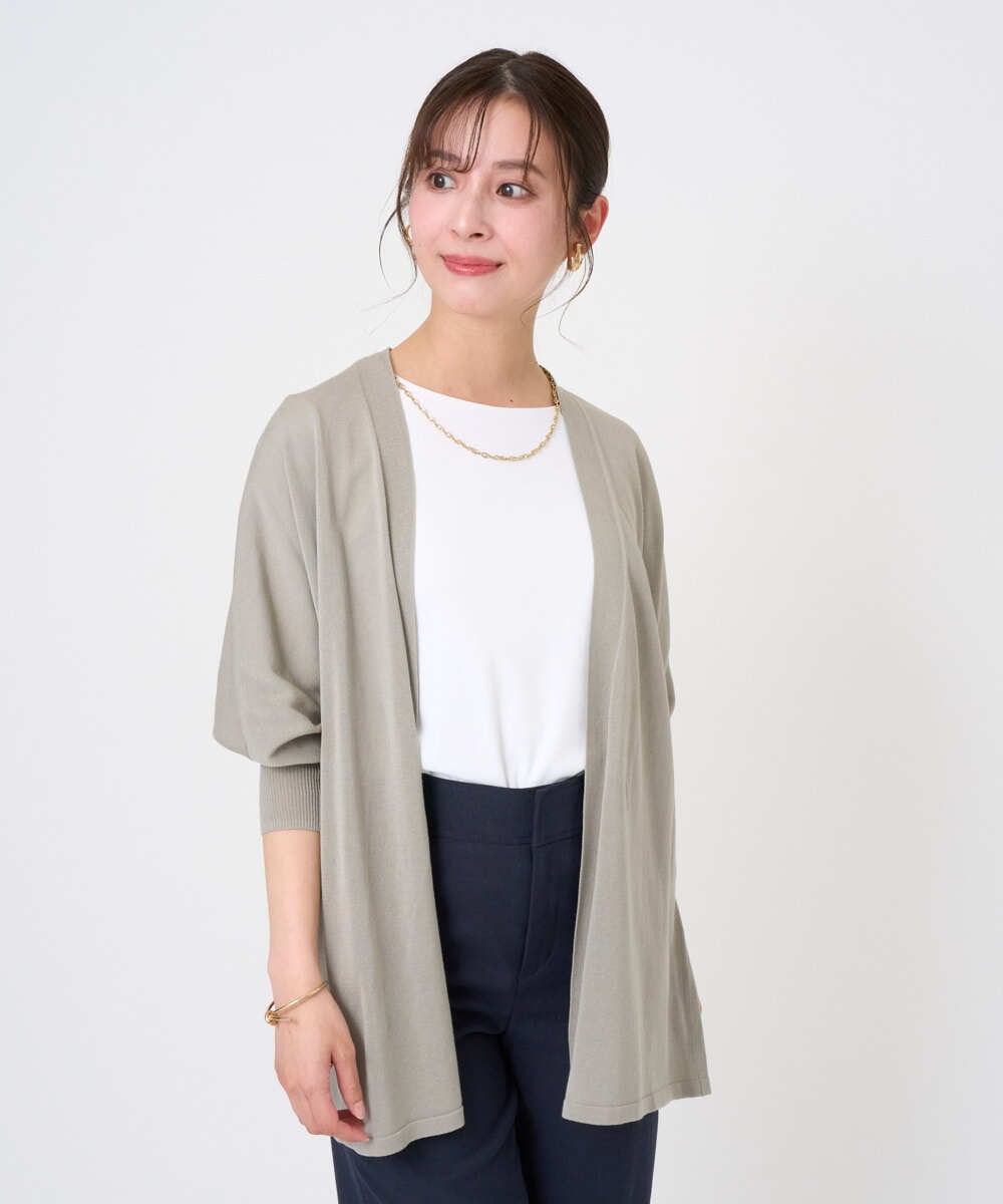 F6SGD10200 MICHEL KLEIN(小さいサイズ)(メゾン ドゥ サンク) [小さいサイズ]ドルマンスリーブ トッパーカーディガン カーキ