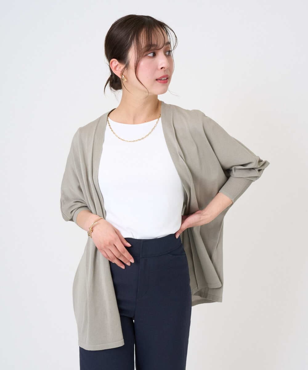 F6SGD10200 MICHEL KLEIN(小さいサイズ)(メゾン ドゥ サンク) [小さいサイズ]ドルマンスリーブ トッパーカーディガン カーキ