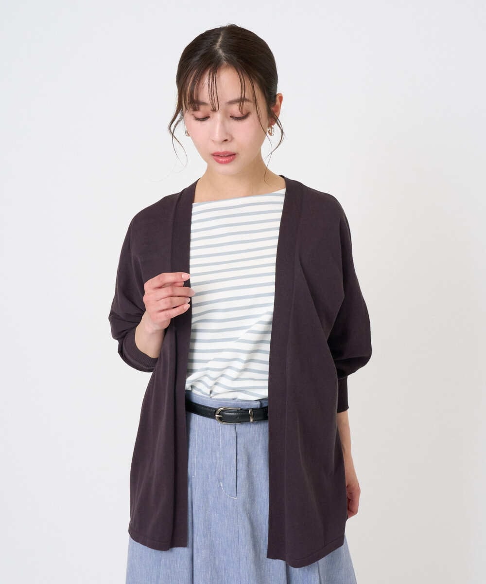 F6SGD10200 MICHEL KLEIN(小さいサイズ)(メゾン ドゥ サンク) [小さいサイズ]ドルマンスリーブ トッパーカーディガン カーキ