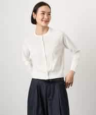 F6SGD24230 MICHEL KLEIN(小さいサイズ)(メゾン ドゥ サンク) [小さいサイズ][アンサンブル対応]シアーカーディガン アイボリー