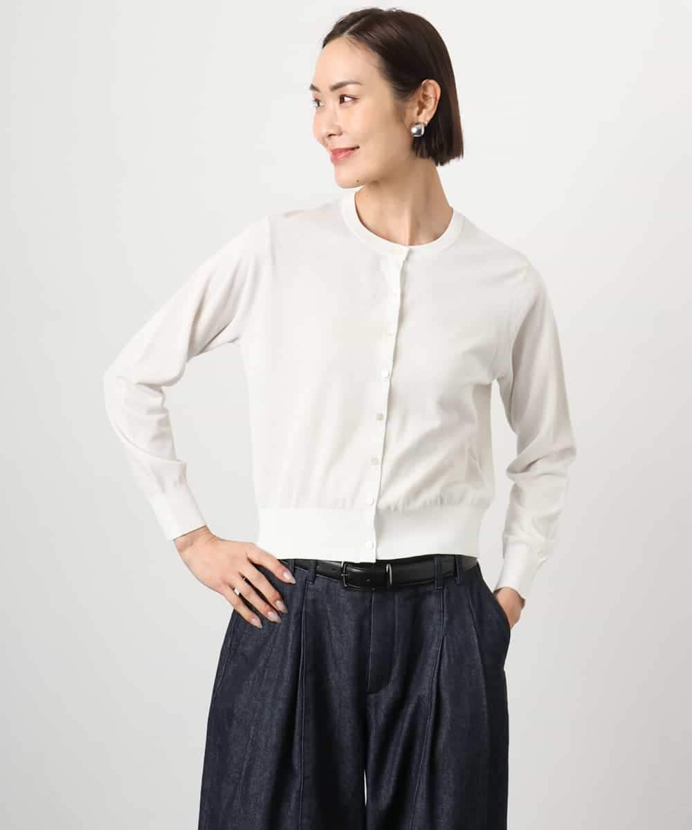 F6SGD24230 MICHEL KLEIN(小さいサイズ)(メゾン ドゥ サンク) [小さいサイズ][アンサンブル対応]シアーカーディガン アイボリー