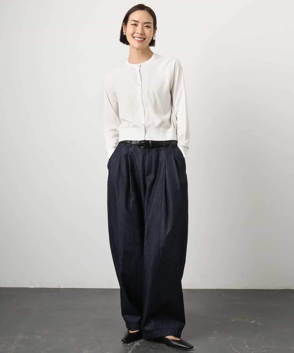 F6SGD24230 MICHEL KLEIN(小さいサイズ)(メゾン ドゥ サンク) [小さいサイズ][アンサンブル対応]シアーカーディガン アイボリー