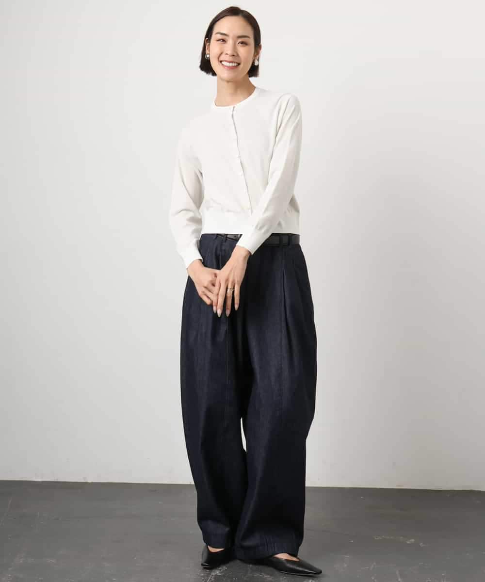 F6SGD24230 MICHEL KLEIN(小さいサイズ)(メゾン ドゥ サンク) [小さいサイズ][アンサンブル対応]シアーカーディガン アイボリー