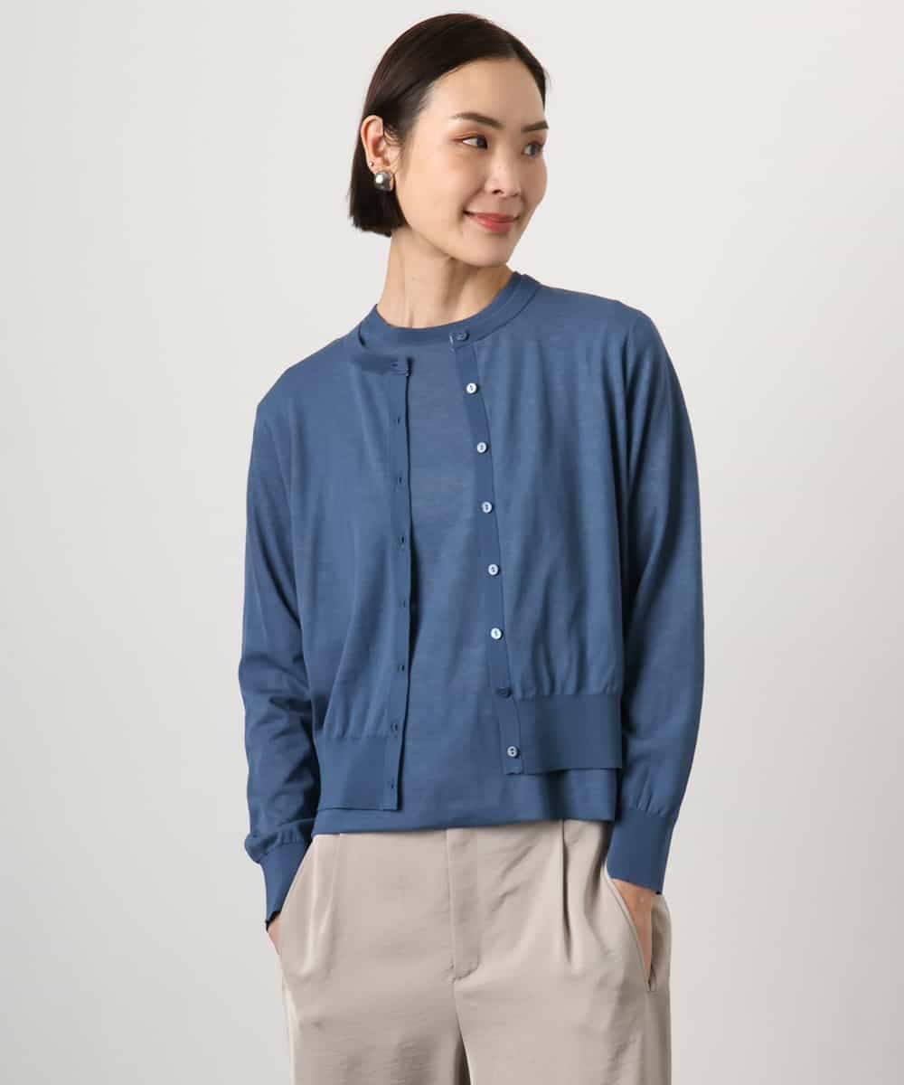 F6SGD24230 MICHEL KLEIN(小さいサイズ)(メゾン ドゥ サンク) [小さいサイズ][アンサンブル対応]シアーカーディガン アイボリー