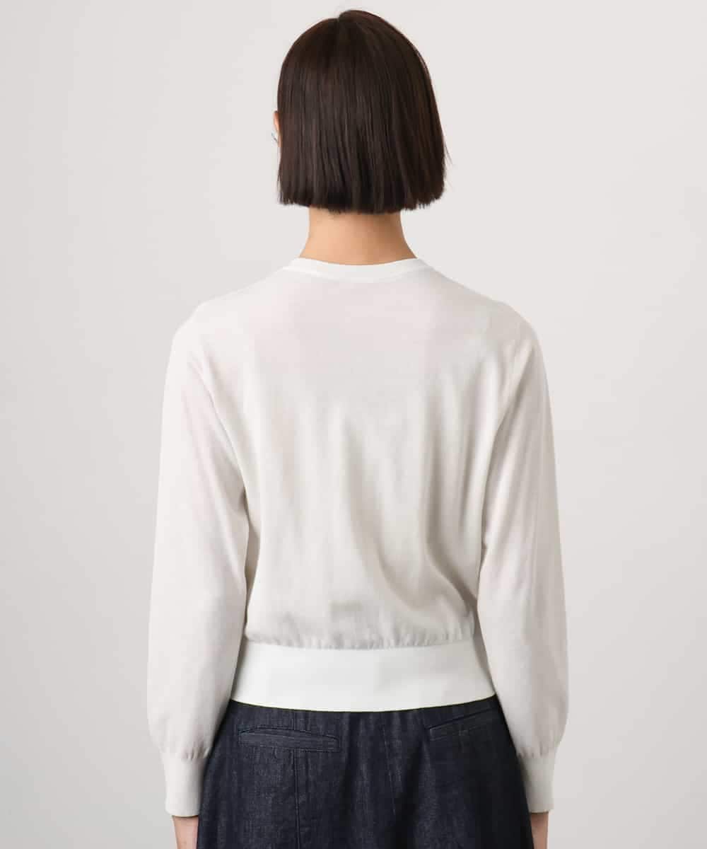 F6SGD24230 MICHEL KLEIN(小さいサイズ)(メゾン ドゥ サンク) [小さいサイズ][アンサンブル対応]シアーカーディガン アイボリー