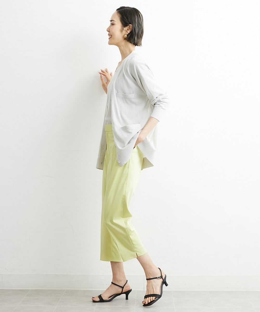 F6SGS26230 MICHEL KLEIN(小さいサイズ)(メゾン ドゥ サンク) [小さいサイズ]Vネックメタルボタンロングカーディガン（アンサンブル対応） ネイビー(57)