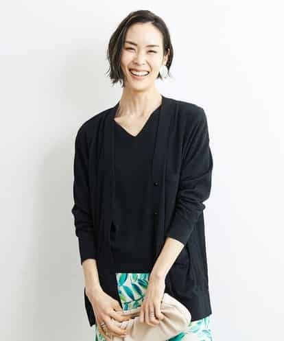 F6SGS26230 MICHEL KLEIN(小さいサイズ) [小さいサイズ]Vネックメタルボタンロングカーディガン（アンサンブル対応）