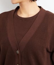 F6SGS30210 MICHEL KLEIN(小さいサイズ)(メゾン ドゥ サンク) [小さいサイズ]フィッシュネットVネックカーディガン（アンサンブル対応） ブラウン(87)