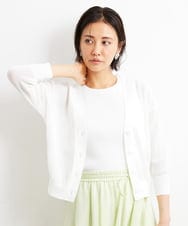 F6SGS30210 MICHEL KLEIN(小さいサイズ)(メゾン ドゥ サンク) [小さいサイズ]フィッシュネットVネックカーディガン（アンサンブル対応） ブラウン(87)