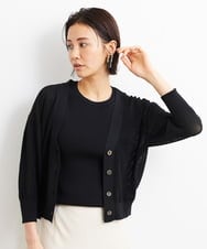 F6SGS30210 MICHEL KLEIN(小さいサイズ)(メゾン ドゥ サンク) [小さいサイズ]フィッシュネットVネックカーディガン（アンサンブル対応） ブラウン(87)