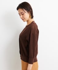 F6SGS30210 MICHEL KLEIN(小さいサイズ)(メゾン ドゥ サンク) [小さいサイズ]フィッシュネットVネックカーディガン（アンサンブル対応） ブラウン(87)