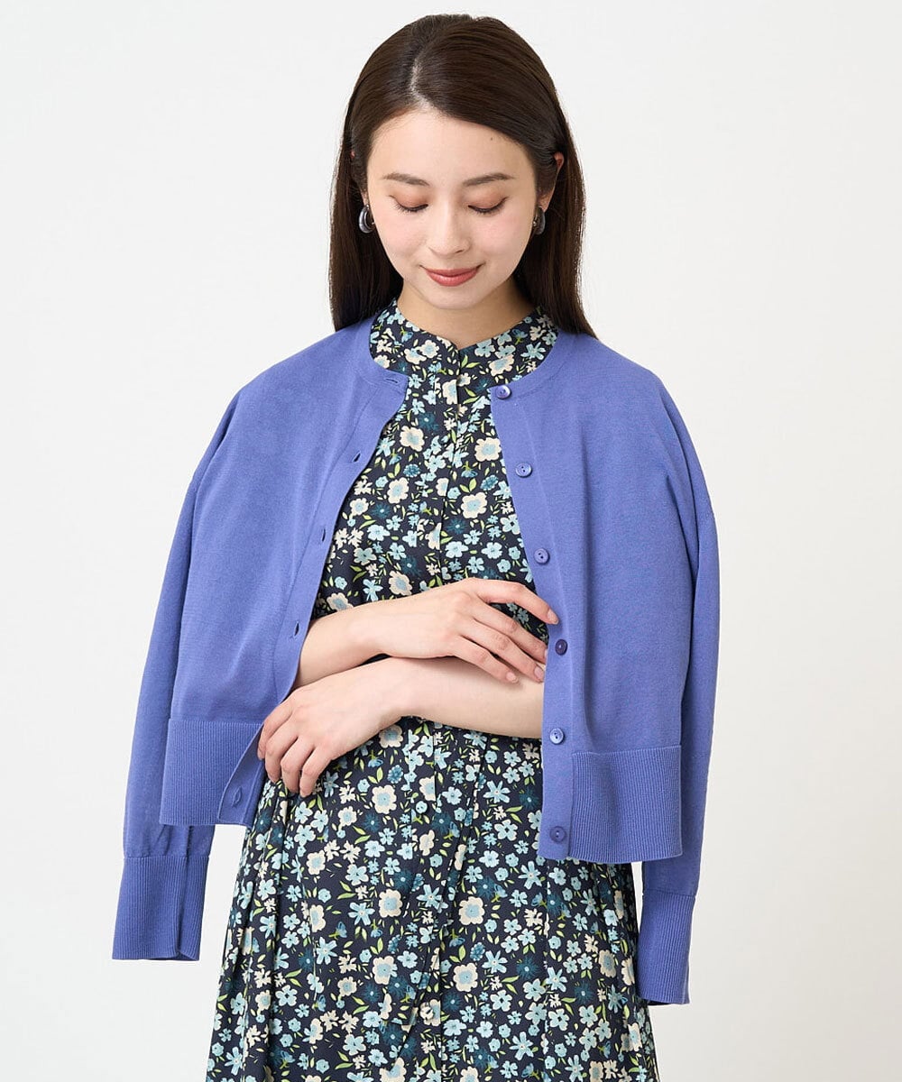 F6SGV32230 MICHEL KLEIN(小さいサイズ)(メゾン ドゥ サンク) [小さいサイズ]ドライタッチシアーカーディガン ライトブルー(53)