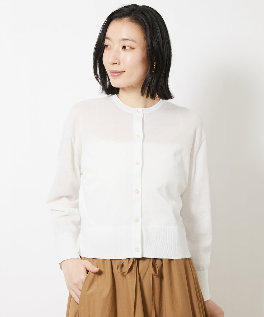 F6SGV32230 MICHEL KLEIN(小さいサイズ)(メゾン ドゥ サンク) [小さいサイズ]ドライタッチシアーカーディガン ライトブルー(53)