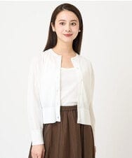 F6SGV32230 MICHEL KLEIN(小さいサイズ)(メゾン ドゥ サンク) [小さいサイズ]ドライタッチシアーカーディガン ライトブルー(53)