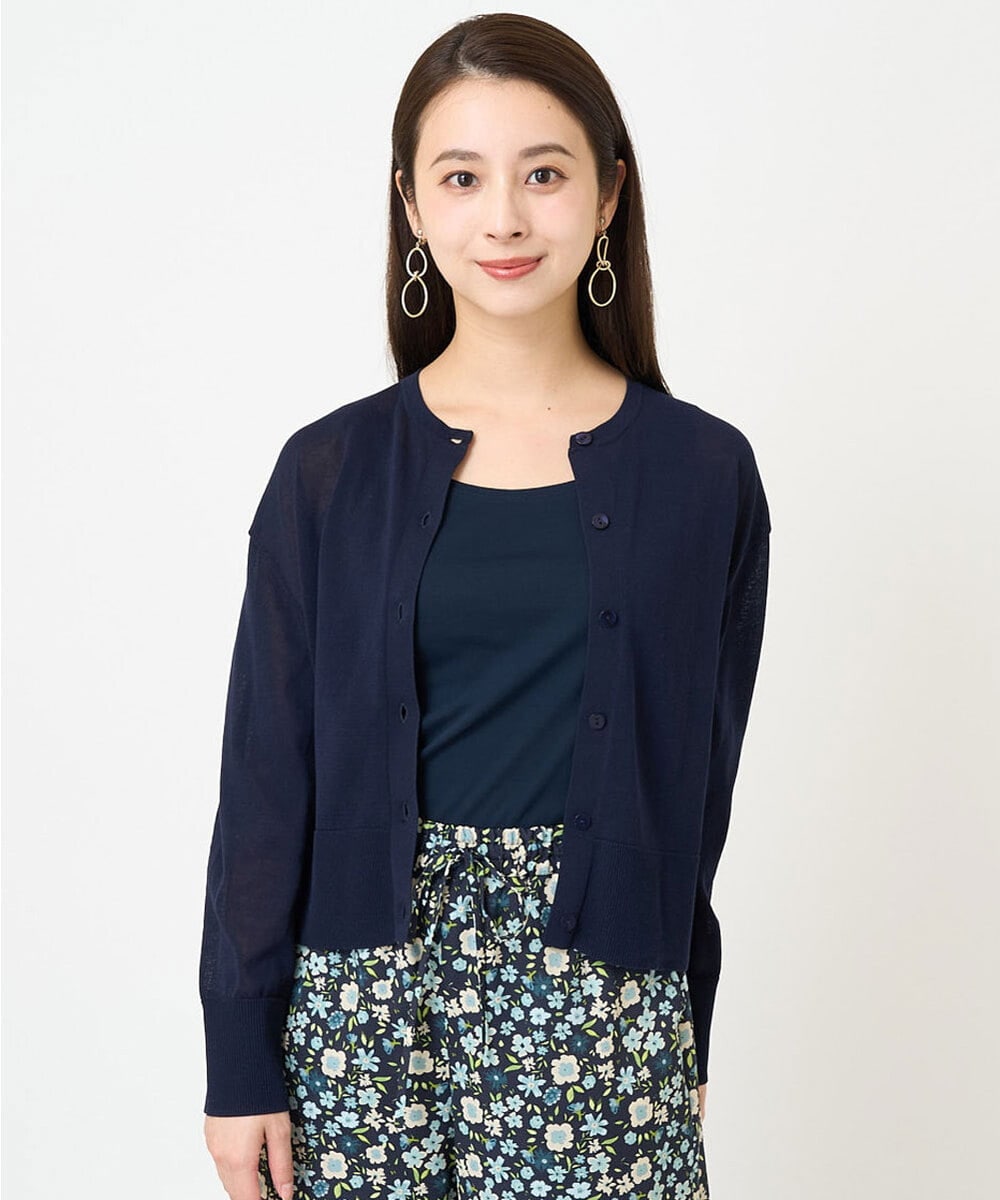 F6SGV32230 MICHEL KLEIN(小さいサイズ)(メゾン ドゥ サンク) [小さいサイズ]ドライタッチシアーカーディガン ライトブルー(53)