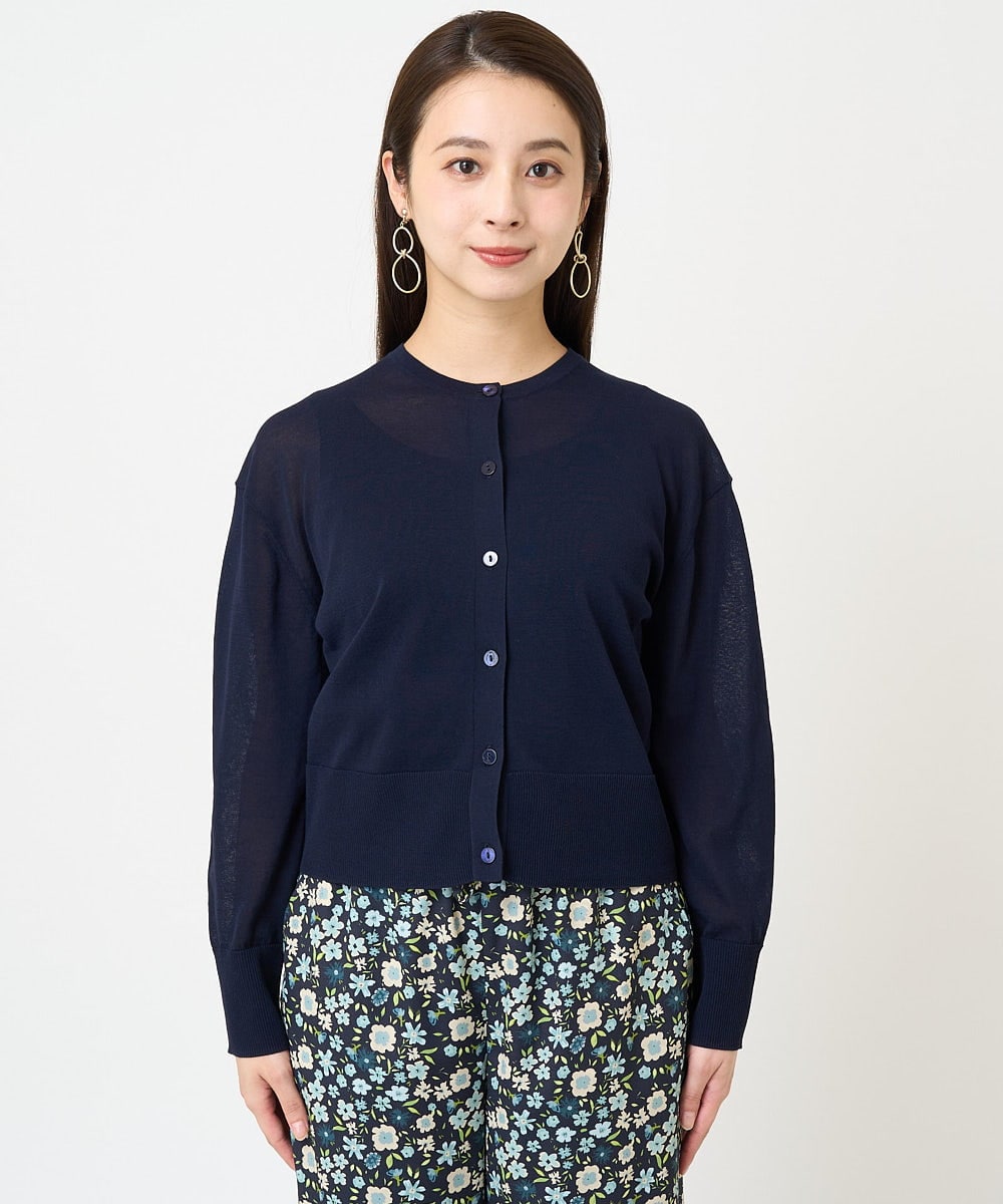 F6SGV32230 MICHEL KLEIN(小さいサイズ)(メゾン ドゥ サンク) [小さいサイズ]ドライタッチシアーカーディガン ライトブルー(53)