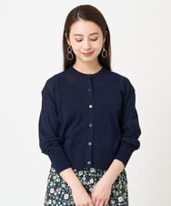 F6SGV32230 MICHEL KLEIN(小さいサイズ)(メゾン ドゥ サンク) [小さいサイズ]ドライタッチシアーカーディガン ネイビー(57)