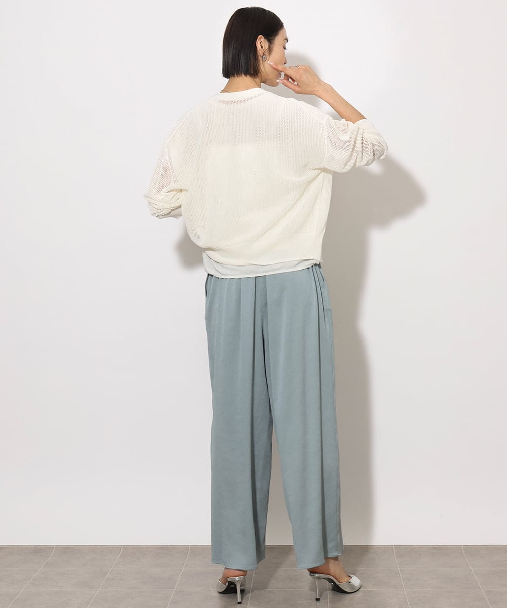 F6SHA01240 MICHEL KLEIN(小さいサイズ)(メゾン ドゥ サンク) [小さいサイズ]メッシュカーディガン(ホールガーメント) ネイビー