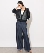 F6SHA01240 MICHEL KLEIN(小さいサイズ)(メゾン ドゥ サンク) [小さいサイズ]メッシュカーディガン(ホールガーメント) ネイビー