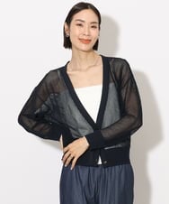 F6SHA01240 MICHEL KLEIN(小さいサイズ)(メゾン ドゥ サンク) [小さいサイズ]メッシュカーディガン(ホールガーメント) ネイビー