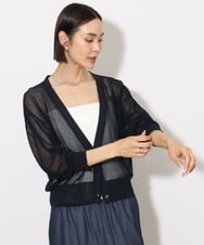 F6SHA01240 MICHEL KLEIN(小さいサイズ)(メゾン ドゥ サンク) [小さいサイズ]メッシュカーディガン(ホールガーメント) ネイビー