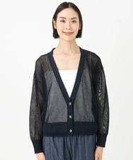 F6SHA01240 MICHEL KLEIN(小さいサイズ)(メゾン ドゥ サンク) [小さいサイズ]メッシュカーディガン(ホールガーメント) ネイビー