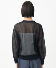 F6SHA01240 MICHEL KLEIN(小さいサイズ)(メゾン ドゥ サンク) [小さいサイズ]メッシュカーディガン(ホールガーメント) ネイビー