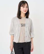 F6SJA02180 MICHEL KLEIN(小さいサイズ)(メゾン ドゥ サンク) [小さいサイズ]Vネックシアーカーディガン ライトグレー