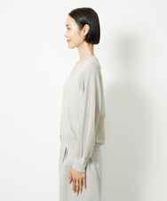 F6SJA02180 MICHEL KLEIN(小さいサイズ)(メゾン ドゥ サンク) [小さいサイズ]Vネックシアーカーディガン ライトグレー