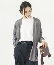 F6SJV10199 MICHEL KLEIN(小さいサイズ)(メゾン ドゥ サンク) [小さいサイズ]ドルマンスリーブロングカーディガン ダークグレー