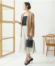 F6SJV10199 MICHEL KLEIN(小さいサイズ)(メゾン ドゥ サンク) [小さいサイズ]ドルマンスリーブロングカーディガン ダークグレー