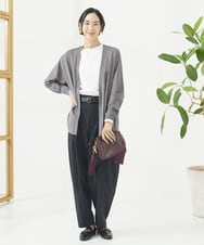 F6SJV10199 MICHEL KLEIN(小さいサイズ)(メゾン ドゥ サンク) [小さいサイズ]ドルマンスリーブロングカーディガン ダークグレー