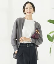 F6SJV10199 MICHEL KLEIN(小さいサイズ)(メゾン ドゥ サンク) [小さいサイズ]ドルマンスリーブロングカーディガン ダークグレー