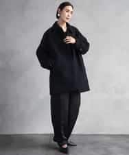 F6UAD01550 MICHEL KLEIN(小さいサイズ)(メゾン ドゥ サンク) [小さいサイズ]スーパー100’sウールステンカラーコート ブラック