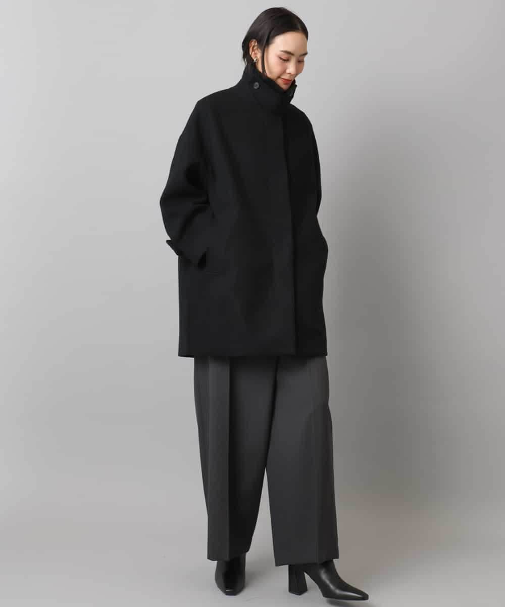 F6UAD01550 MICHEL KLEIN(小さいサイズ)(メゾン ドゥ サンク) [小さいサイズ]スーパー100’sウールステンカラーコート ブラック