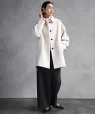 F6UAD01550 MICHEL KLEIN(小さいサイズ)(メゾン ドゥ サンク) [小さいサイズ]スーパー100’sウールステンカラーコート ブラック