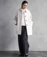 F6UAD01550 MICHEL KLEIN(小さいサイズ)(メゾン ドゥ サンク) [小さいサイズ]スーパー100’sウールステンカラーコート ブラック