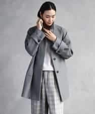 F6UAD01550 MICHEL KLEIN(小さいサイズ)(メゾン ドゥ サンク) [小さいサイズ]スーパー100’sウールステンカラーコート ブラック