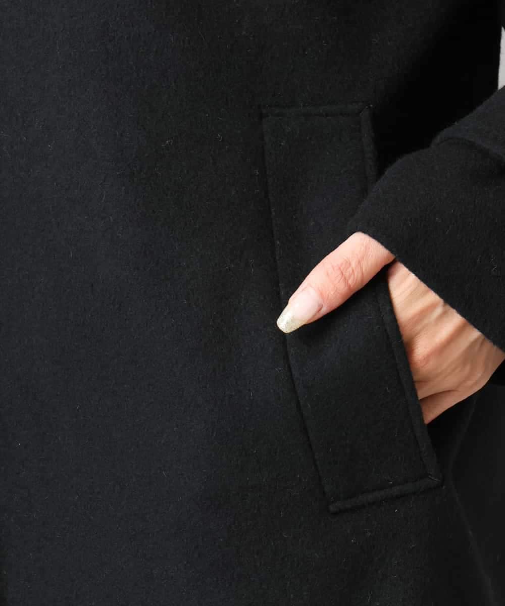 F6UAD01550 MICHEL KLEIN(小さいサイズ)(メゾン ドゥ サンク) [小さいサイズ]スーパー100’sウールステンカラーコート ブラック